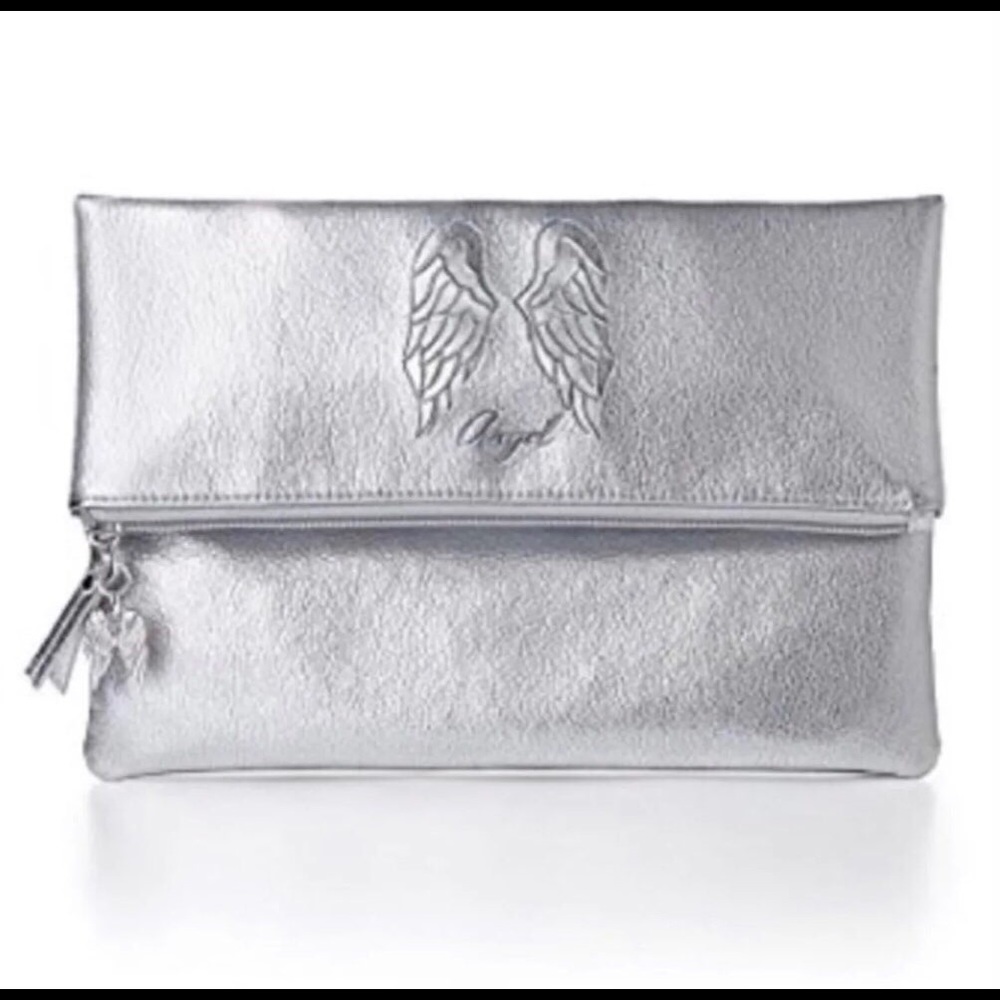 Victoria's Secret Angel Silver Foldover Clutch